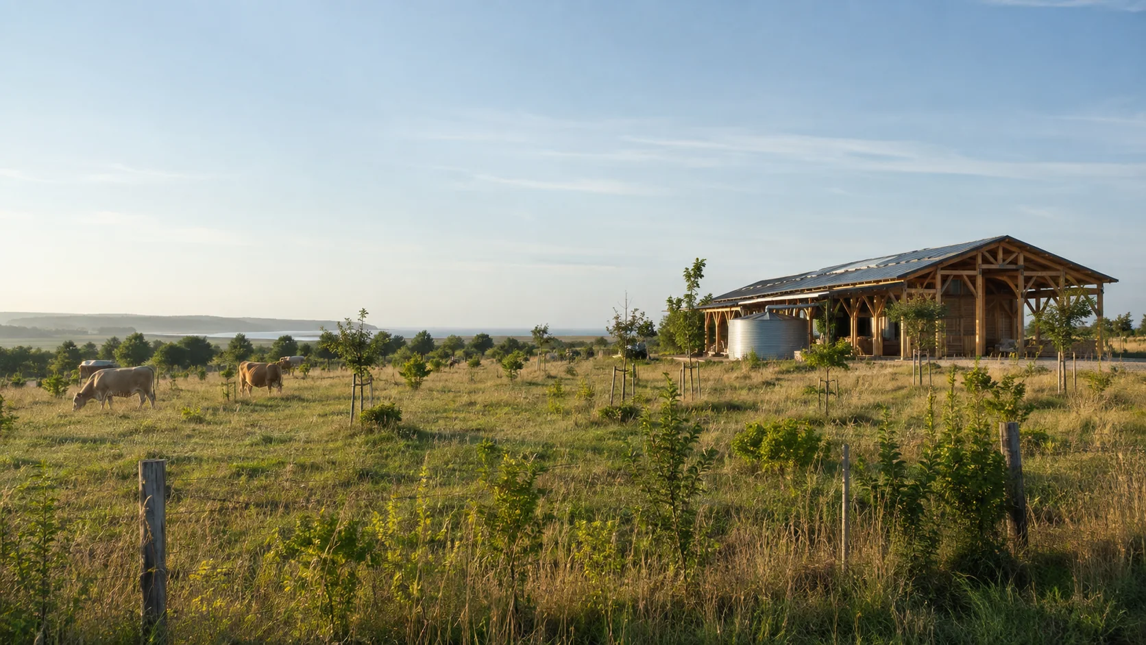 Vision d'une ferme agroforestière avec élevage et grand atelier en bois